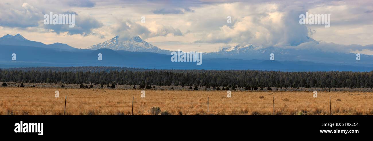 Le haut désert de l'Oregon magnifique paysage près de Sisters, Oregon nommé d'après les sommets des Volcans à proximité appelés «les trois Sœurs» dans la partie orientale de la Banque D'Images