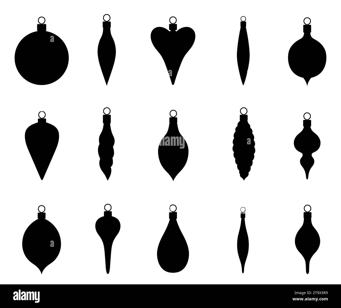 Illustration de différents ornements de boule de Noël isolé sur blanc Banque D'Images