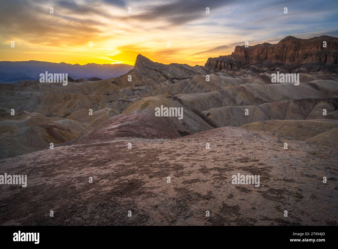 coucher de soleil à zabriskie point dans le parc national de death valley en californie, usa Banque D'Images