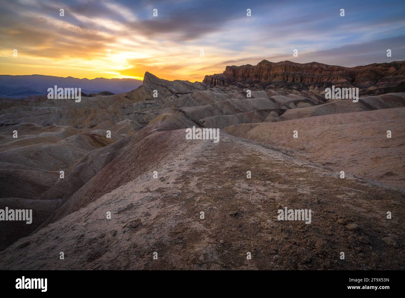 coucher de soleil à zabriskie point dans le parc national de death valley en californie, usa Banque D'Images