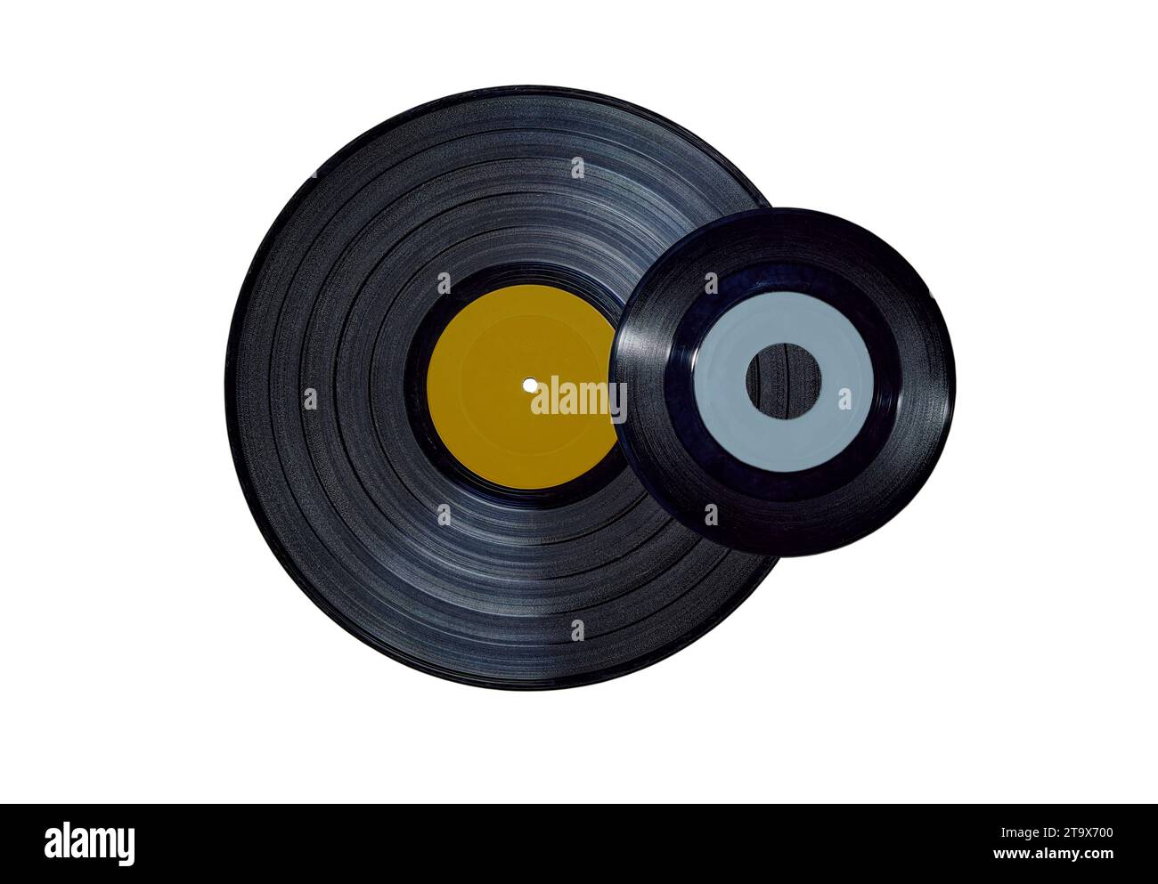 Album Old Vinyl 33 RPM Record avec un disque vinyle 45 RPM Banque D'Images