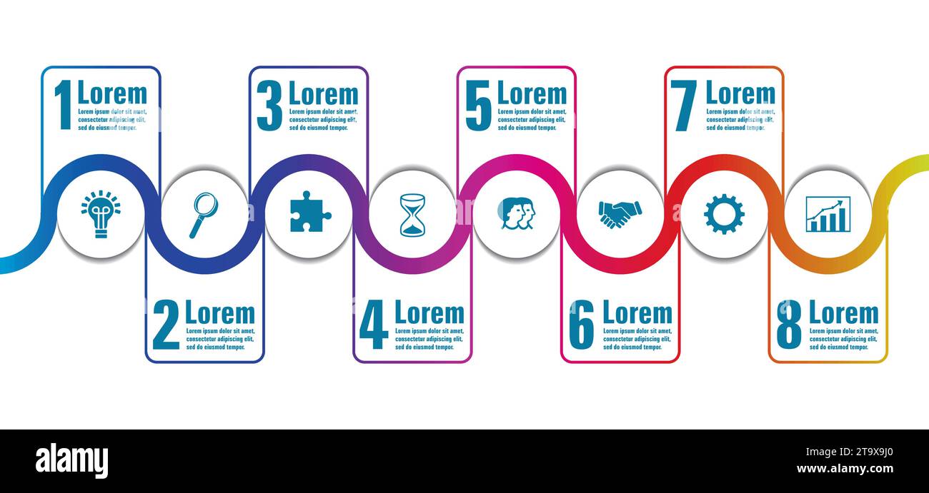 Route infographique avec huit étapes. Illustration vectorielle. Illustration de Vecteur