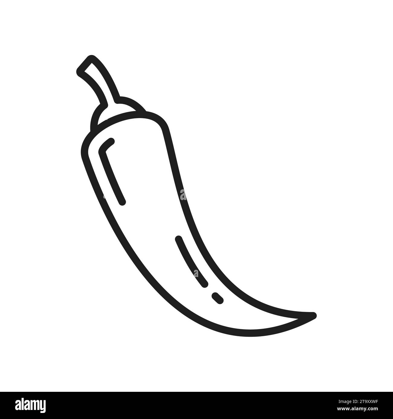Piment long de Cayenne isolé icône de ligne de piment épicé. Vecteur Nahuatl piment, poivre thaïlandais ou African birdseye. Piment long de Cayenne, nourriture végétarienne épicée Illustration de Vecteur