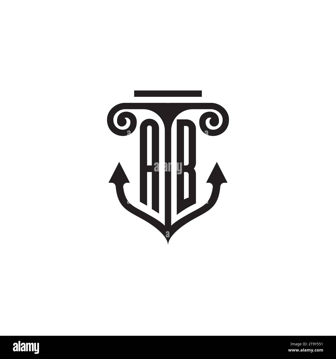 Logo de concept de combinaison pilier et ancre AB dans un design de haute qualité Illustration de Vecteur