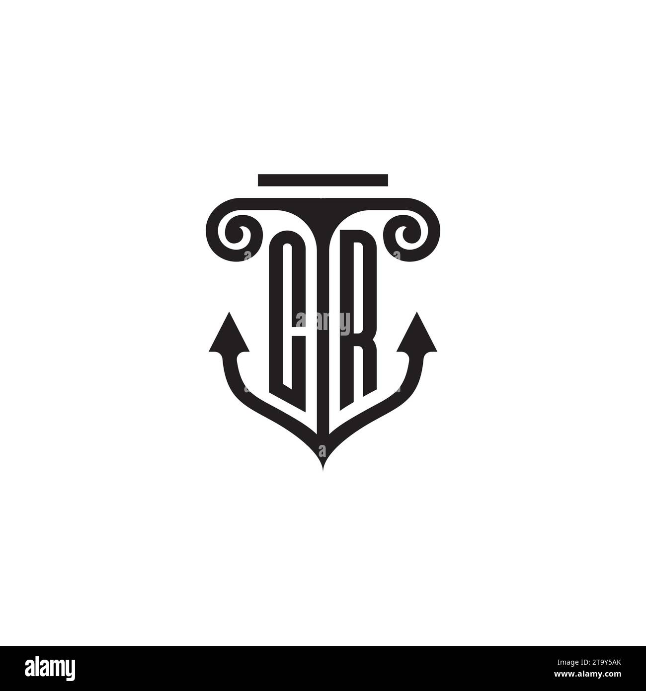 Logo concept de combinaison pilier et ancrage CR de haute qualité Illustration de Vecteur