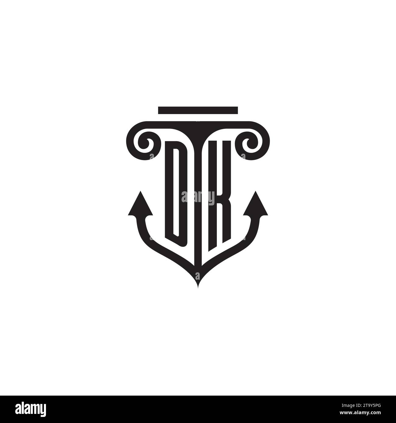 Logo de concept de combinaison pilier et ancre DK dans un design de haute qualité Illustration de Vecteur