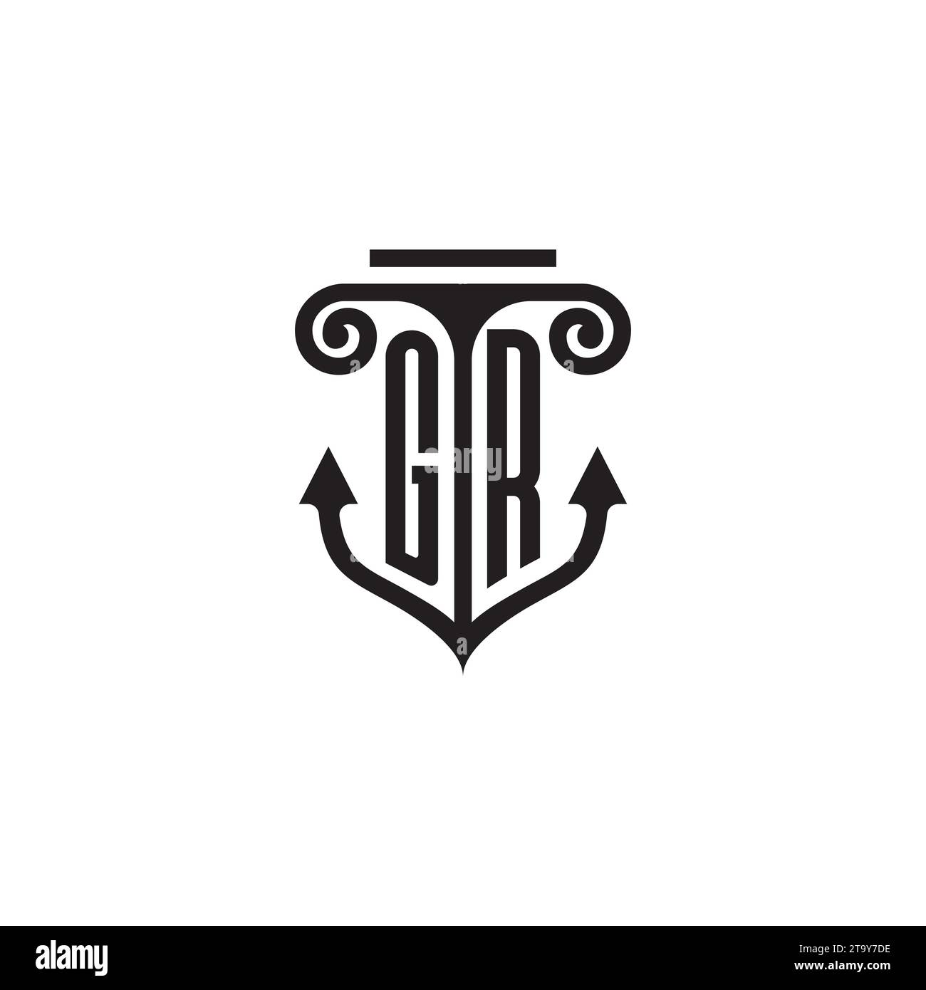 Logo de concept de combinaison de pilier et d'ancre GR dans un design de haute qualité Illustration de Vecteur