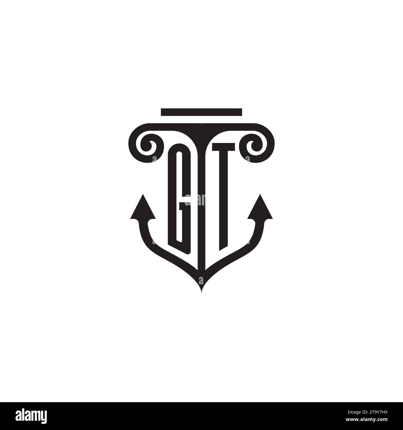 Logo concept de combinaison montant GT et ancre dans un design de haute qualité Illustration de Vecteur