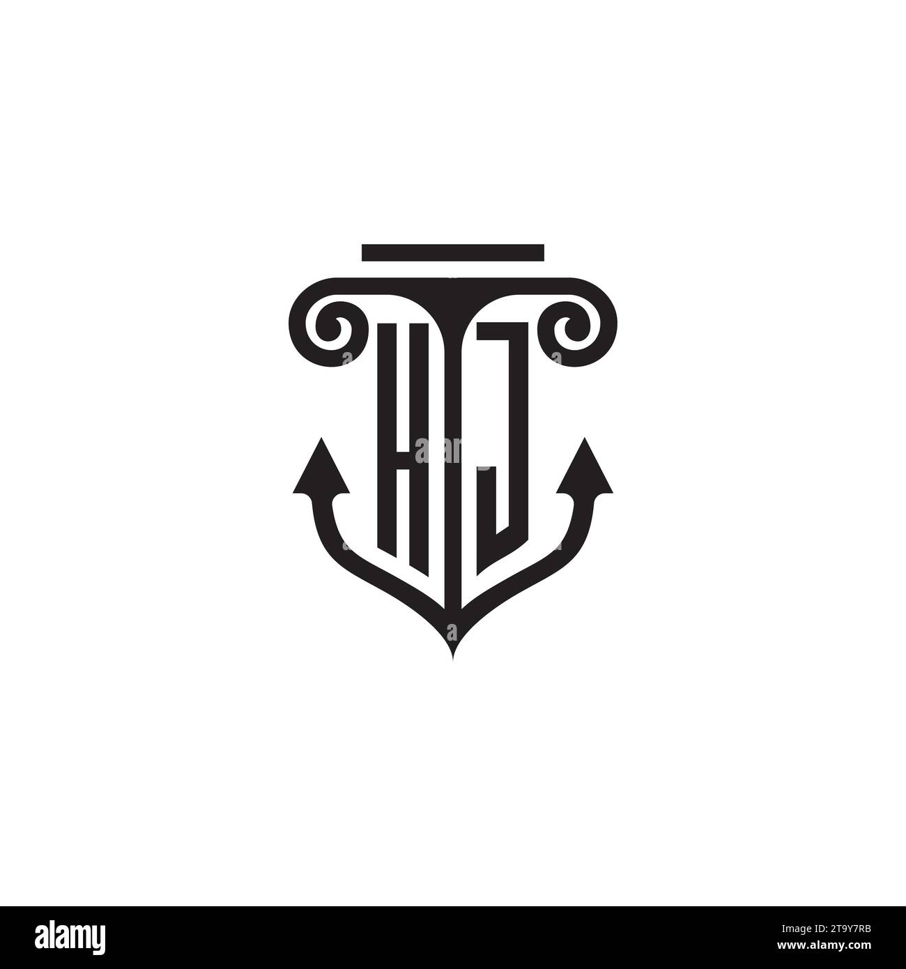 Logo de concept de combinaison de pilier et d'ancre HJ dans un design de haute qualité Illustration de Vecteur