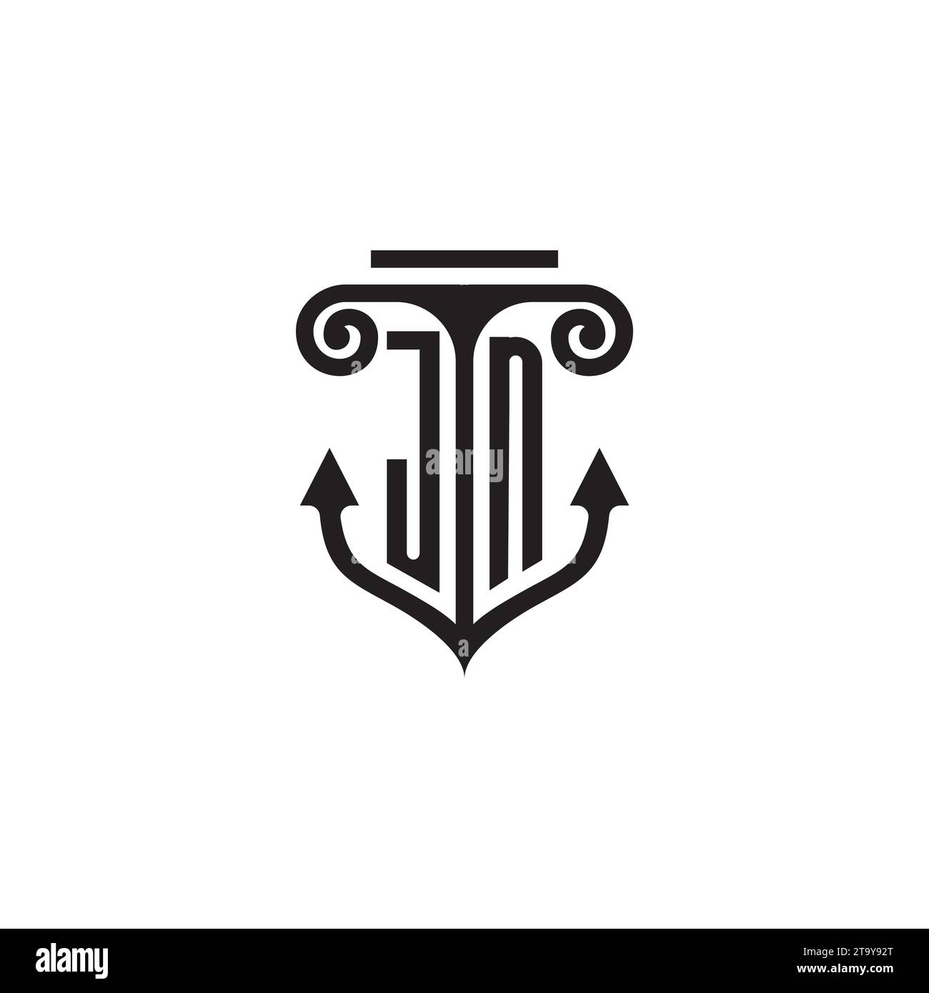Logo de concept de combinaison de pilier et d'ancre JN dans un design de haute qualité Illustration de Vecteur