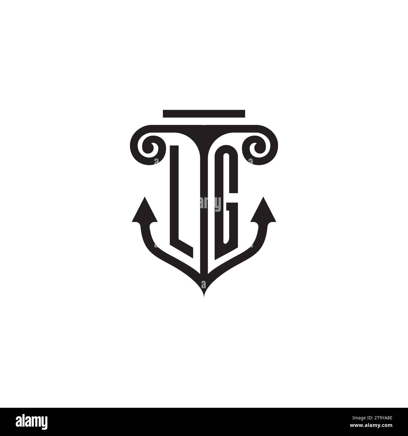 Logo concept de combinaison pilier et ancre LG dans un design de haute qualité Illustration de Vecteur