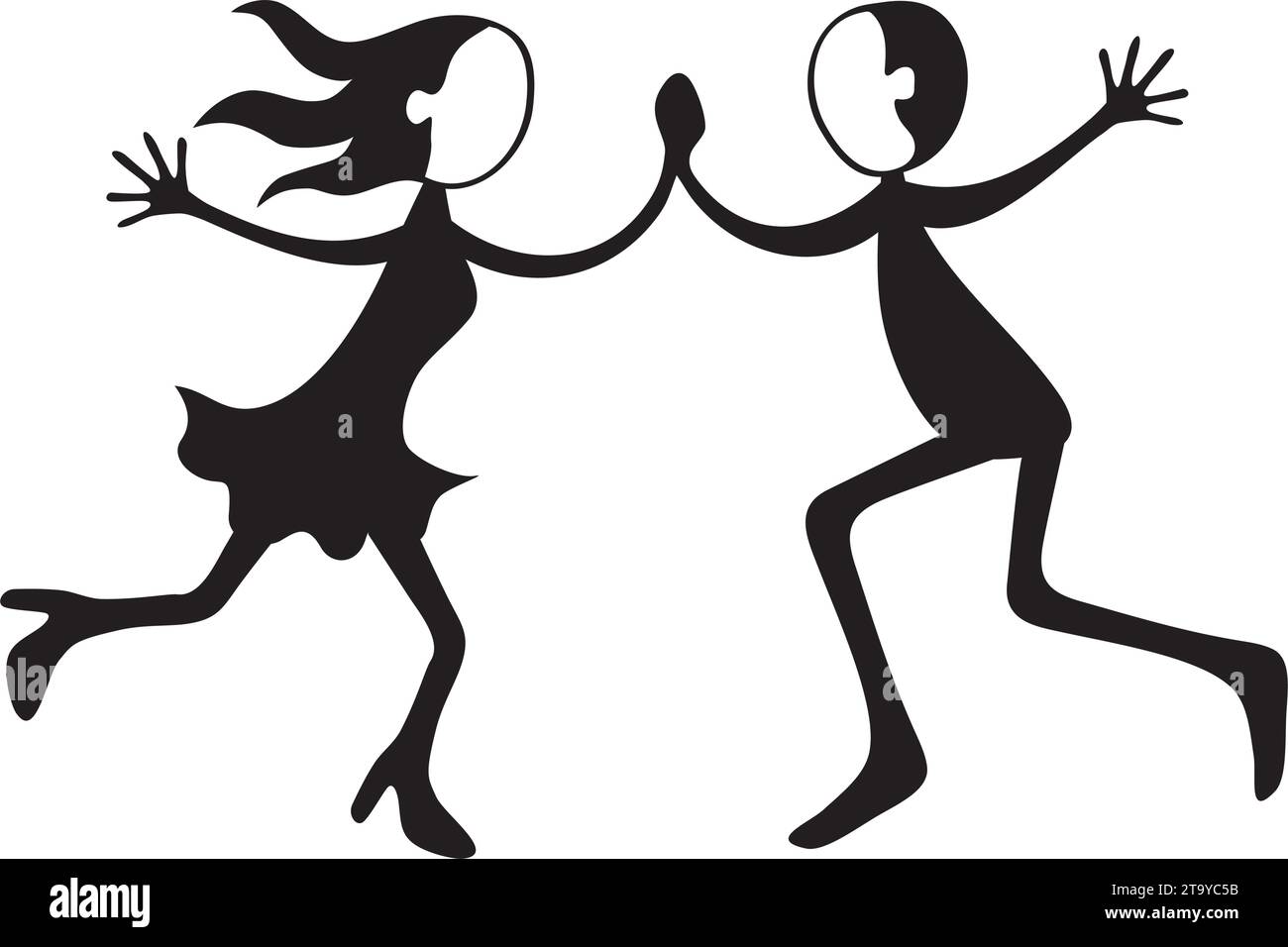 Illustration d'un garçon et d'une fille dansant des pas fous Illustration de Vecteur