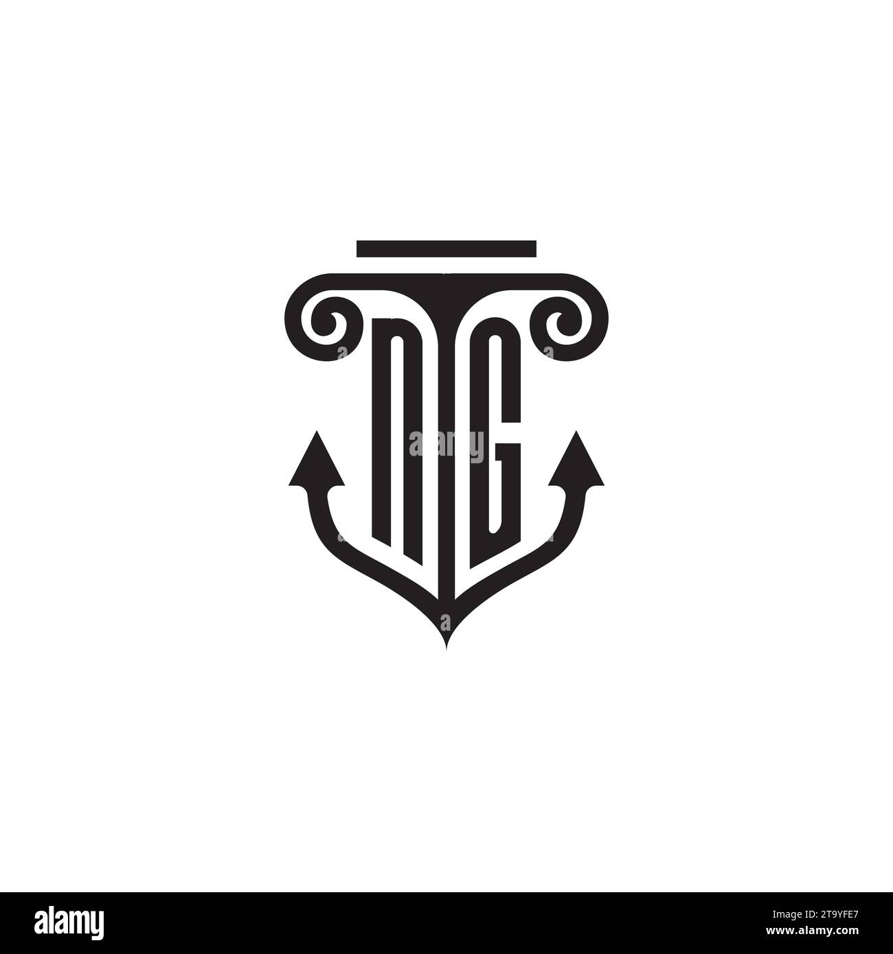 Logo de concept de combinaison de pilier et d'ancre NG dans un design de haute qualité Illustration de Vecteur