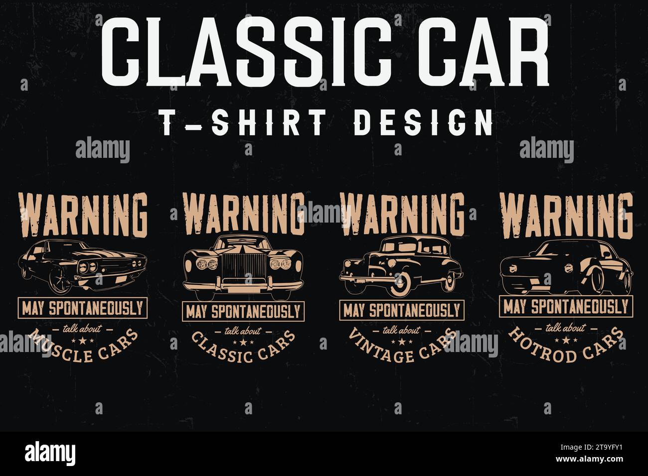 Vintage Classic car T-shirts Designs Bundle. Illustration de Vecteur