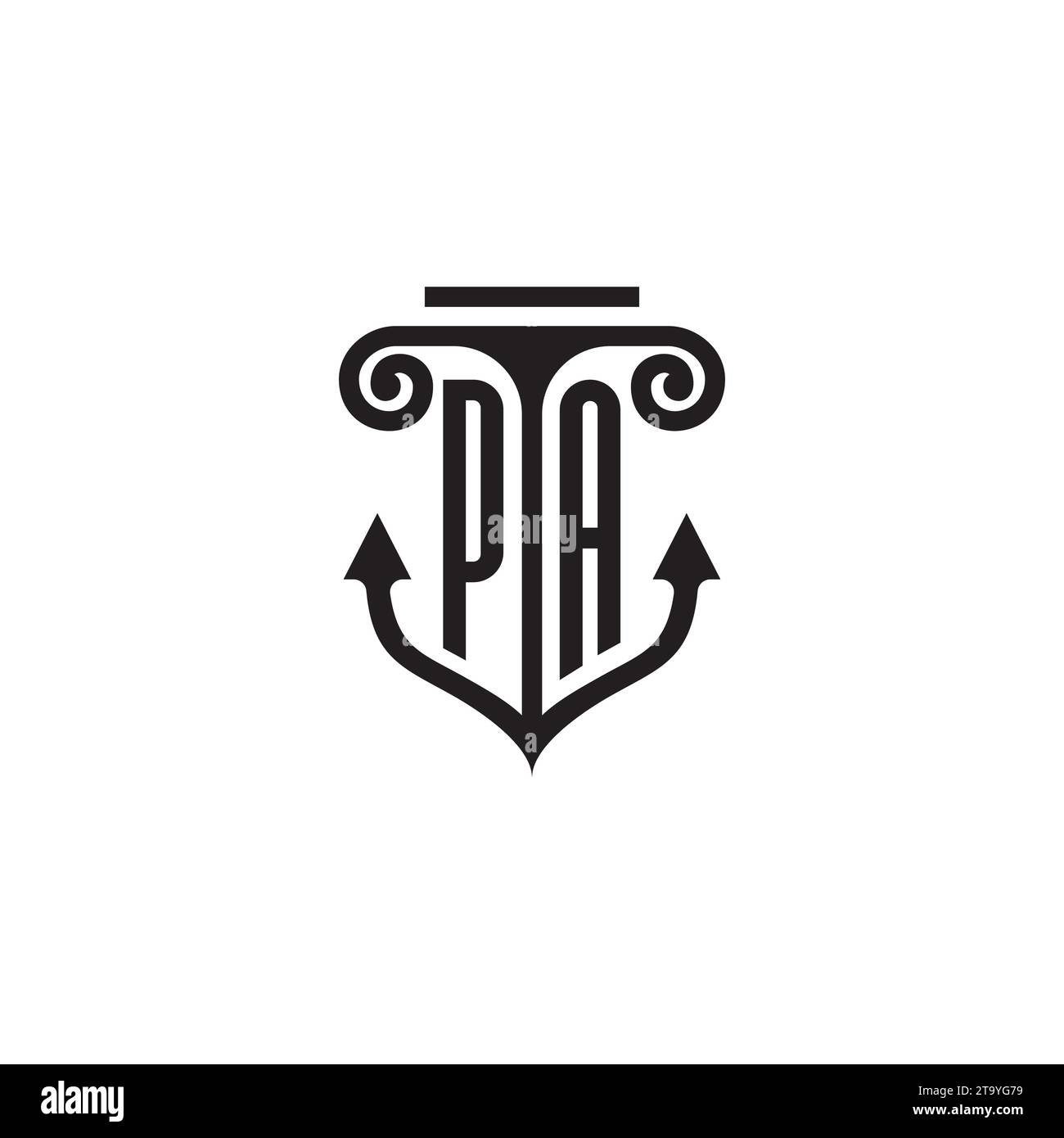 Logo de concept de combinaison de pilier et d'ancre PA dans un design de haute qualité Illustration de Vecteur