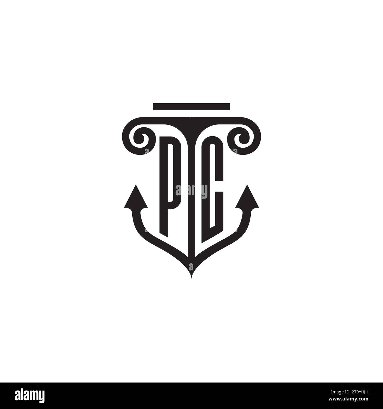 Logo de concept de combinaison de pilier et d'ancre de PC dans un design de haute qualité Illustration de Vecteur