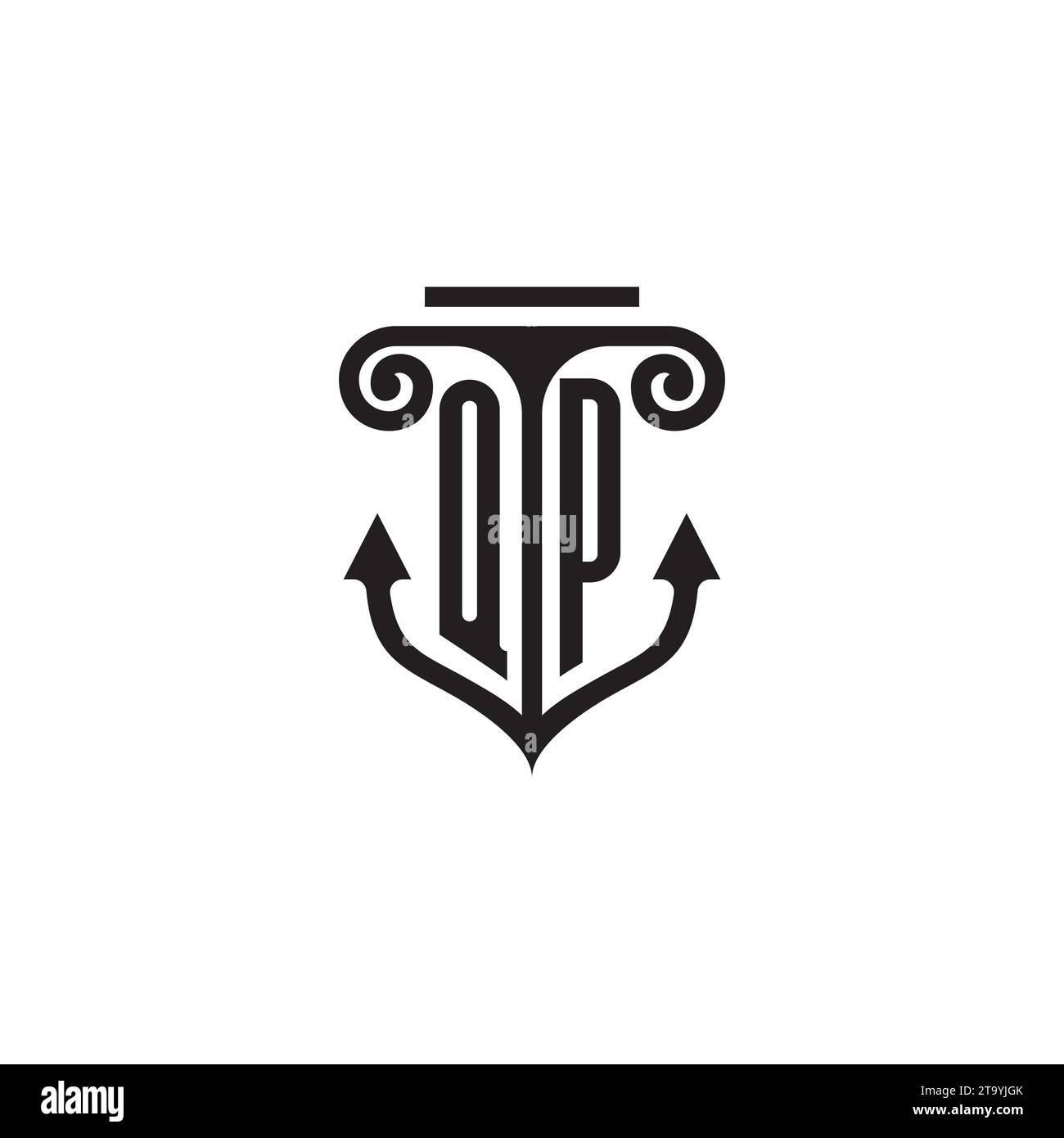 Logo de concept de combinaison de pilier et d'ancre QP dans un design de haute qualité Illustration de Vecteur