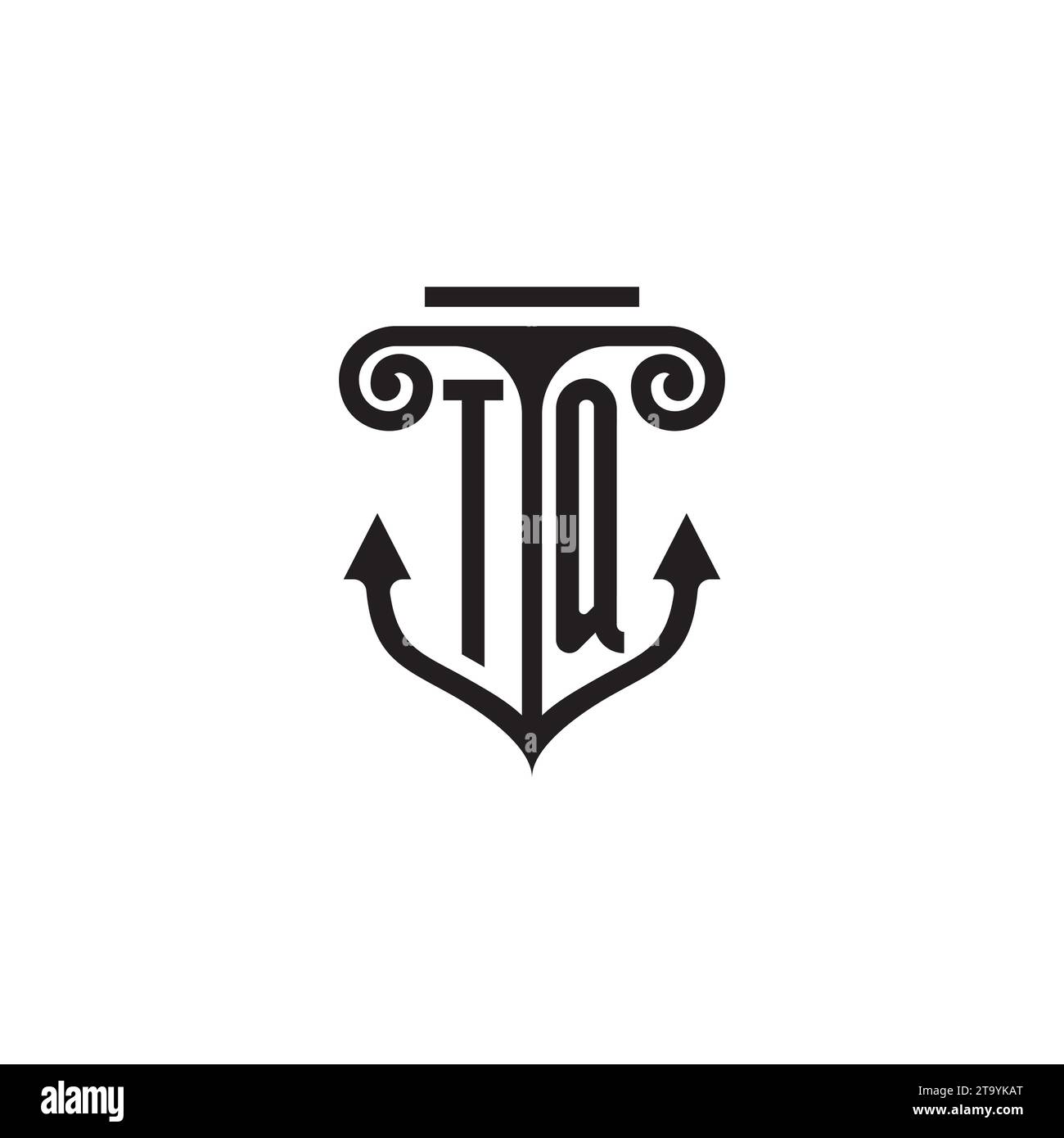 Logo de concept de combinaison de pilier et d'ancre TQ dans un design de haute qualité Illustration de Vecteur