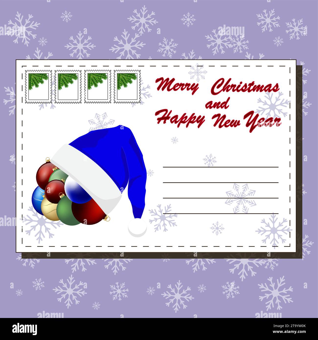 Belle illustration en couleur sur le thème de la célébration annuelle de Noël et des vacances du nouvel an Illustration de Vecteur