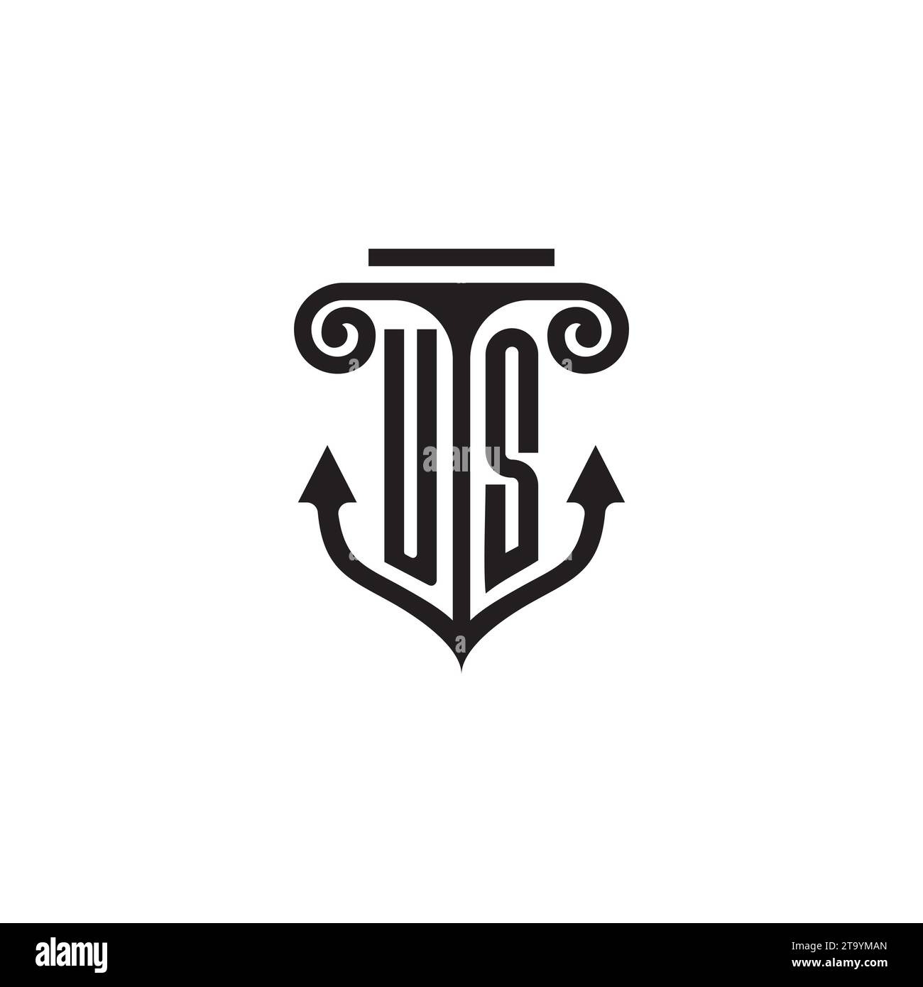 Logo de concept de combinaison de pilier et d'ancre US dans un design de haute qualité Illustration de Vecteur