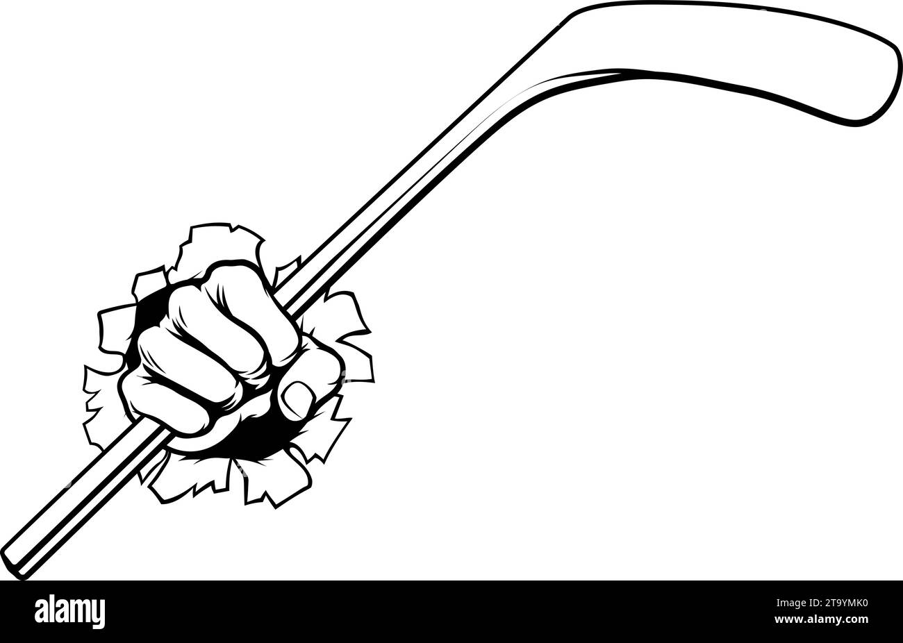 Main tenant le dessin animé du bâton de hockey sur glace Illustration de Vecteur