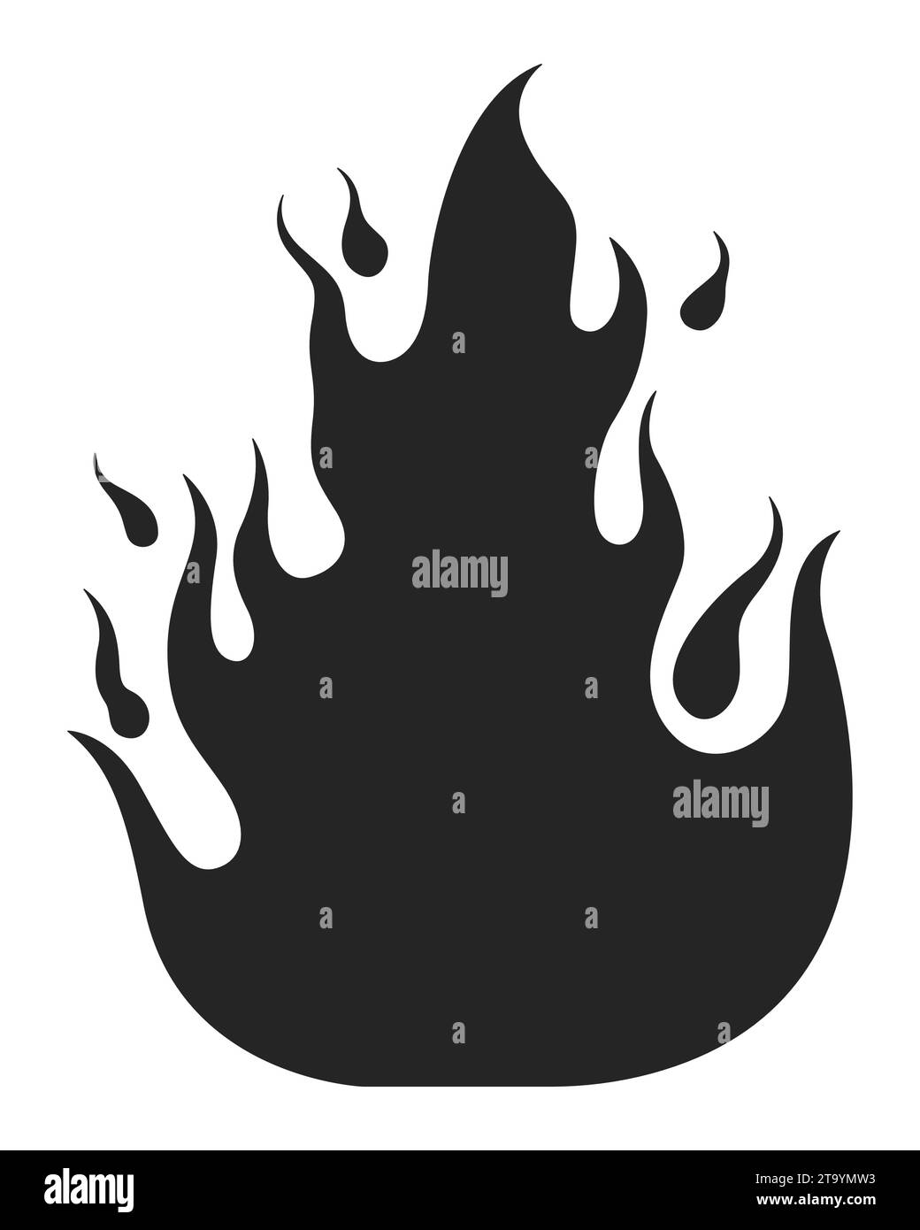 Passion Blazing objet de dessin animé en ligne 2D noir et blanc Illustration de Vecteur