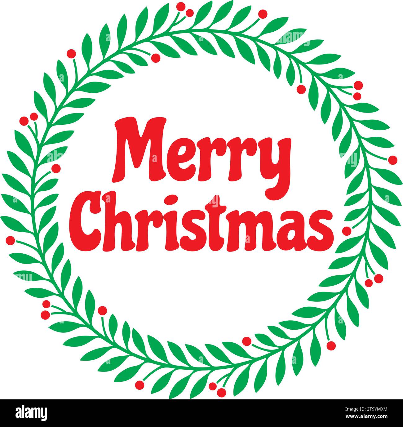 Joyeux Noël Holly Berry cadre de couronne. Illustration vectorielle. Icône nouvel an. Illustration de Vecteur