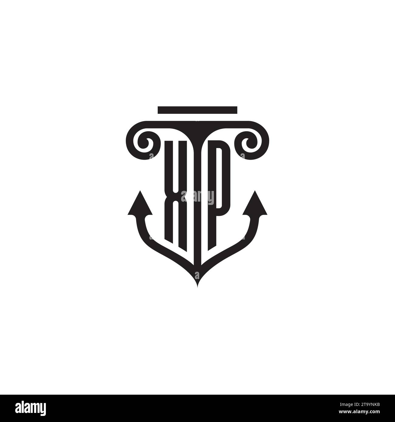 Logo concept de combinaison pilier et ancre XP dans un design de haute qualité Illustration de Vecteur