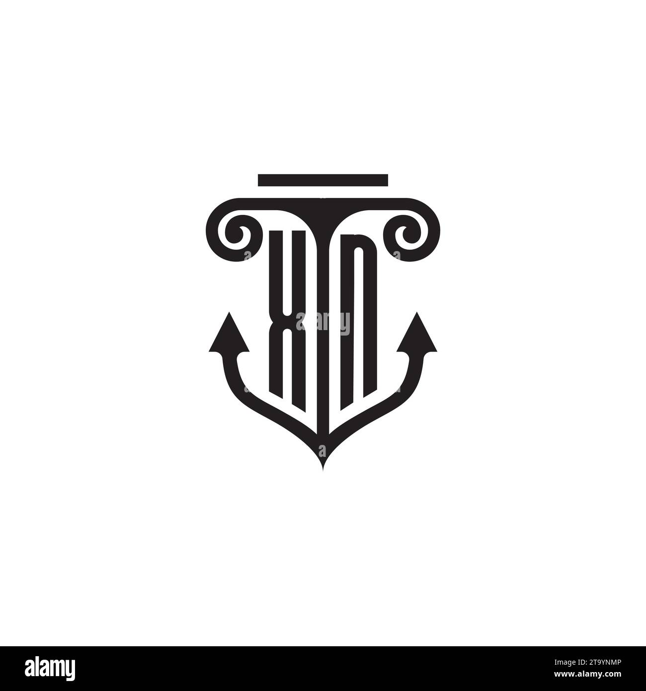 Logo concept de combinaison pilier et ancre XN dans un design de haute qualité Illustration de Vecteur