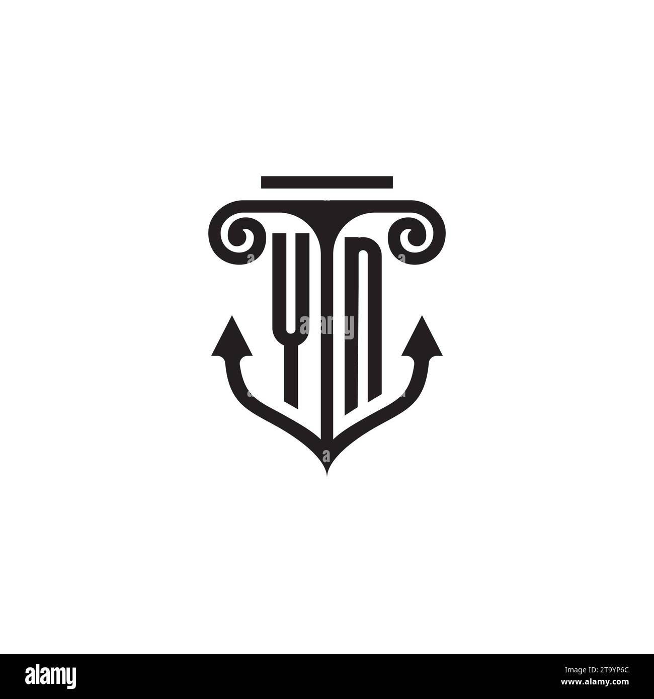 Logo de concept de combinaison de pilier et d'ancre YN dans un design de haute qualité Illustration de Vecteur