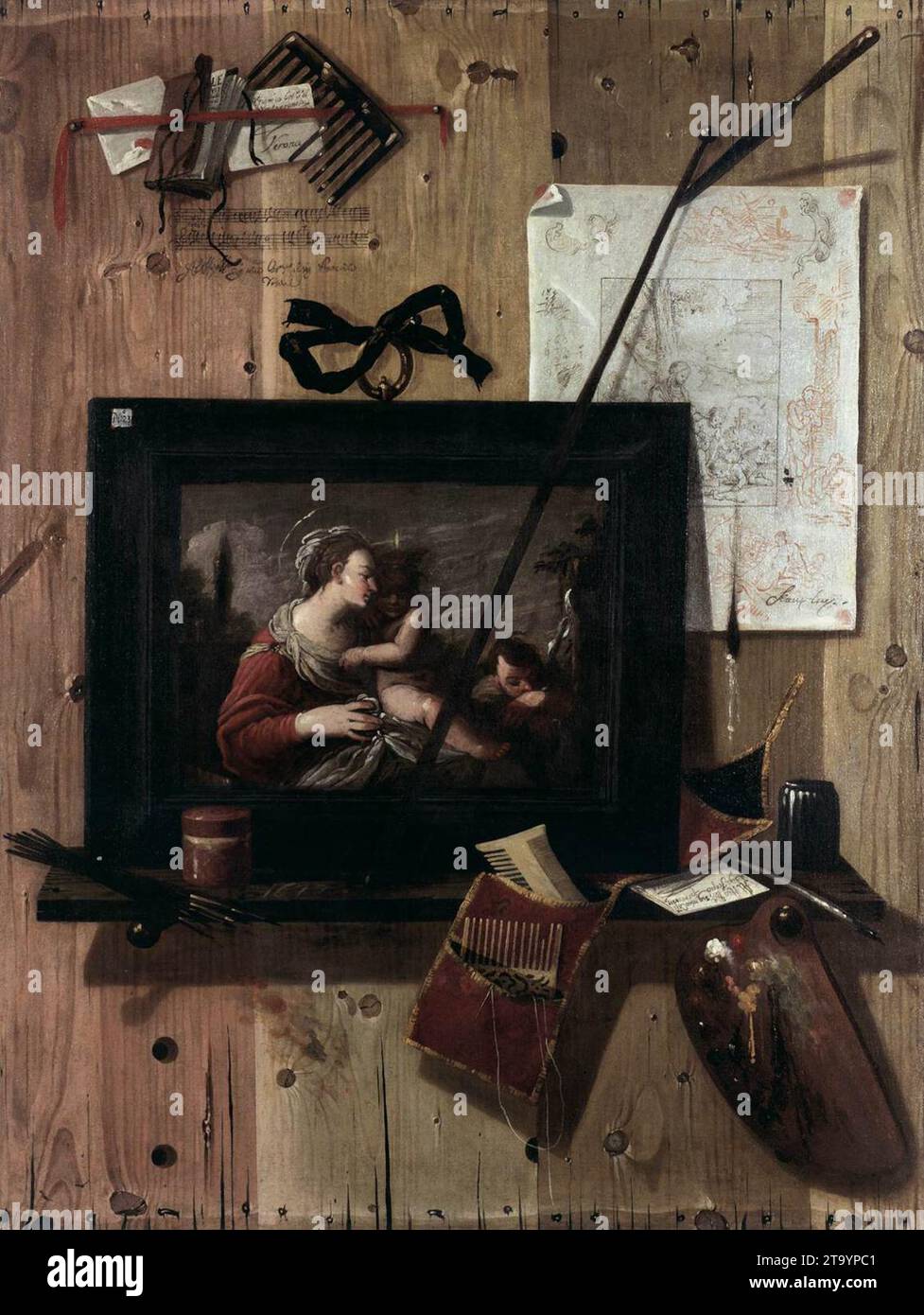 Trompe-l'oeil Still-Life 1677 de Carlo Leopoldo Sferini Banque D'Images