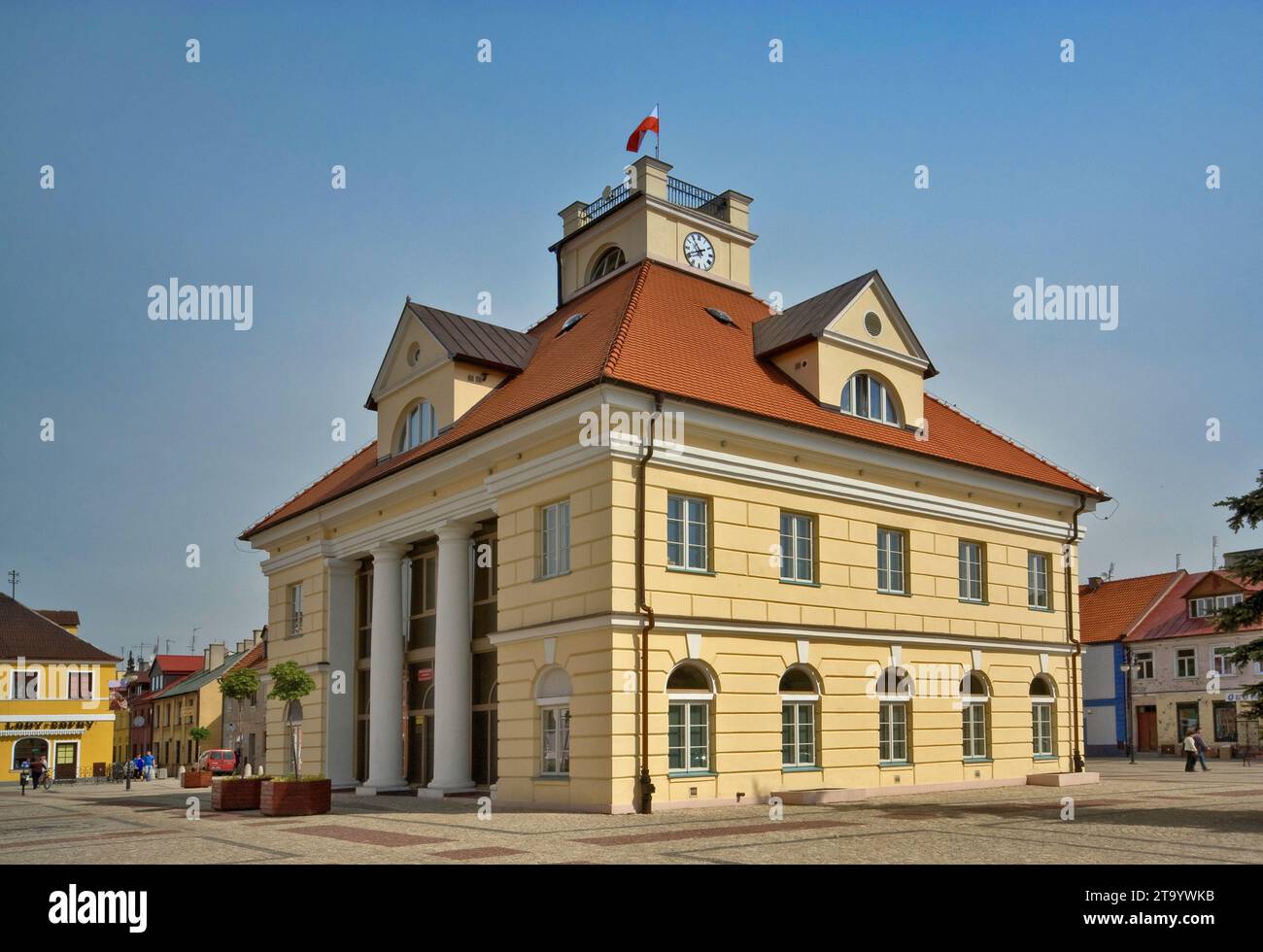 Hôtel de Ville (Ratusz) à la place Kościuszki à Łęczyca Łódzkie, Pologne, Banque D'Images