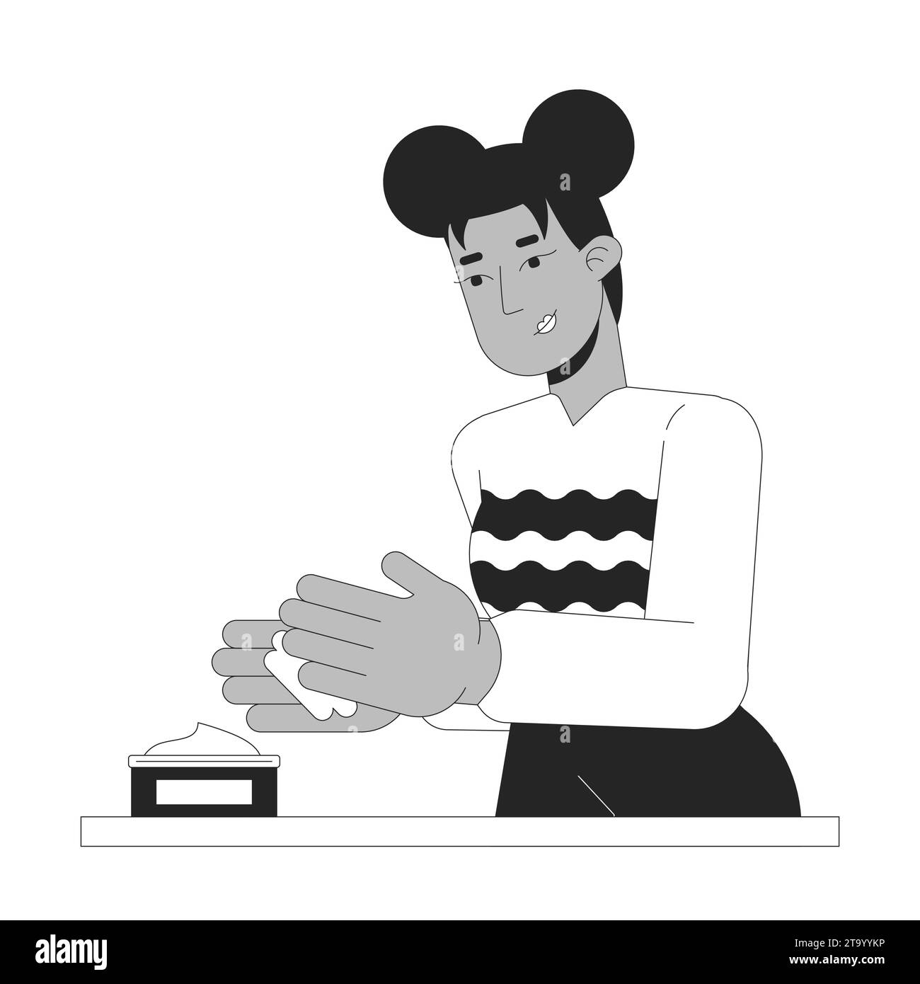 Illustration plate de dessin animé noir et blanc d'hiver de soin de la peau Illustration de Vecteur