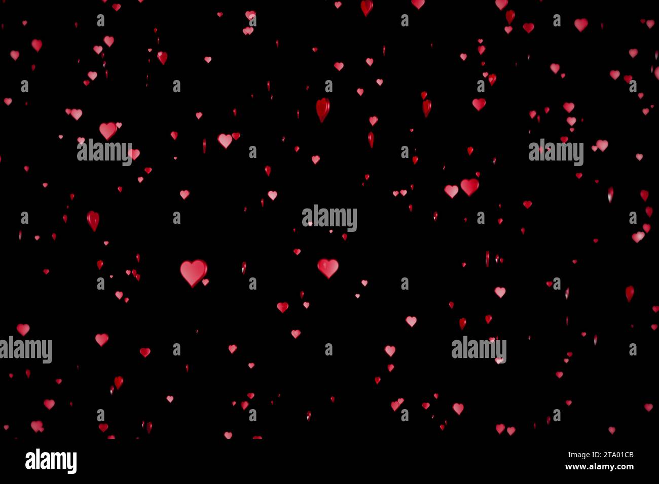 saint-valentin coeurs rouges forme monter comme frisottis champagne bulles mouvement sur fond noir avec alpha canal mat, fête saint valentin concept d'amour Banque D'Images