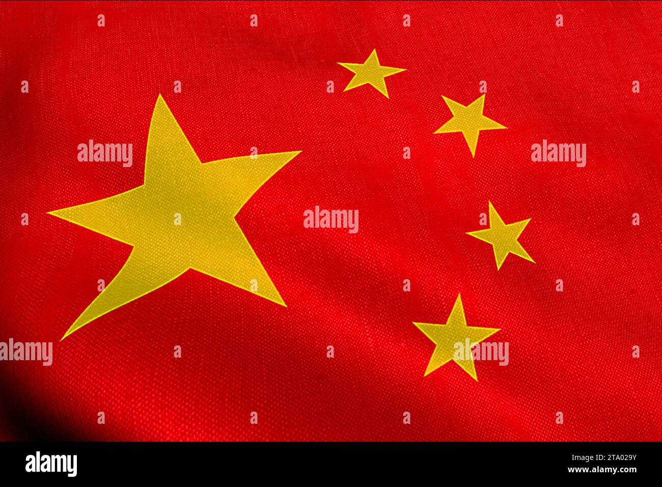 ondulation de texture de tissu avec la couleur rouge du drapeau du peuple de la république de chine, drapeau de texture réelle Banque D'Images