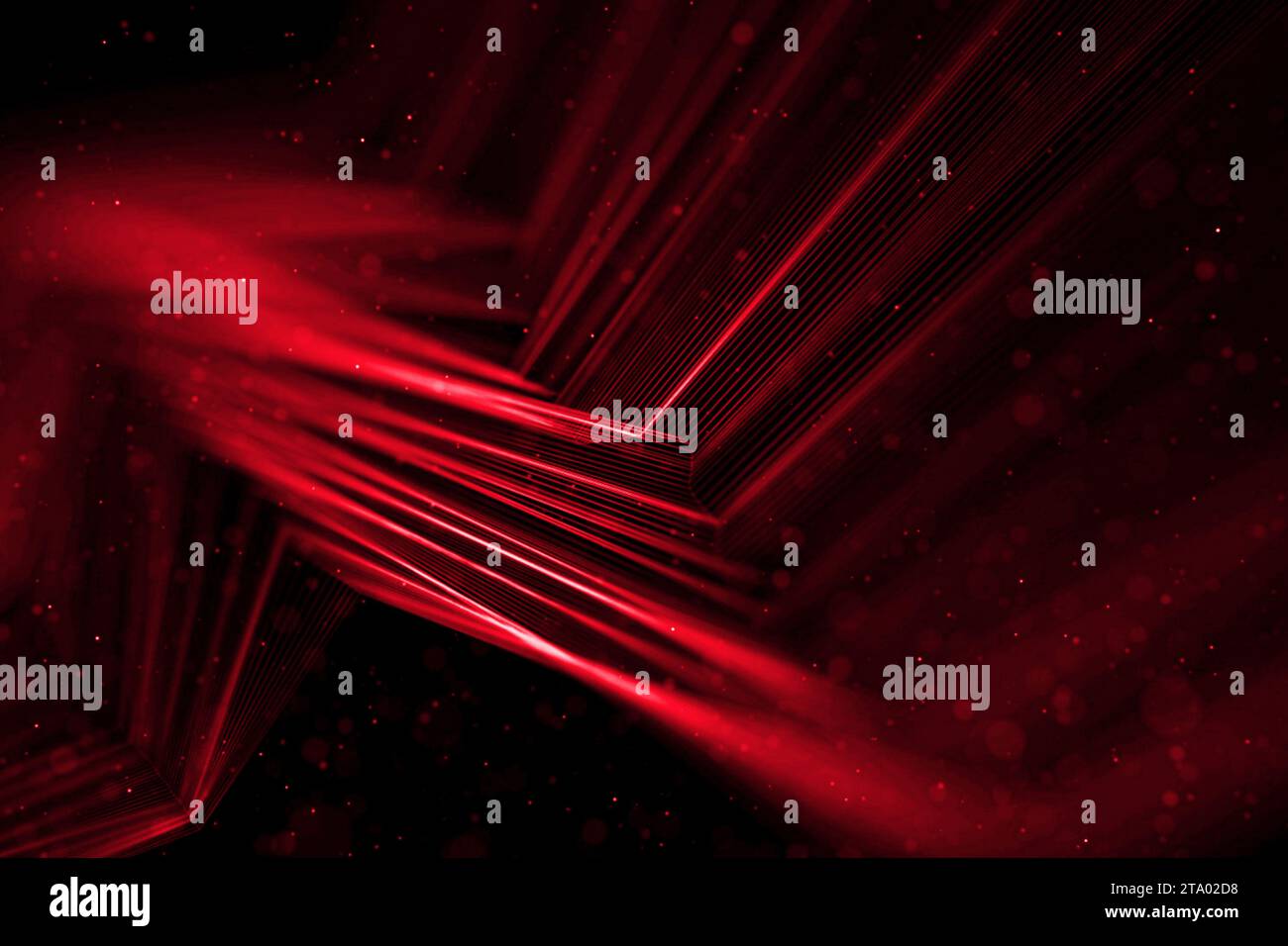 abstrait stream array paillettes colorées scintillent les lignes rouges avec des particules sur fond noir science et concept de technologie de recherche Banque D'Images