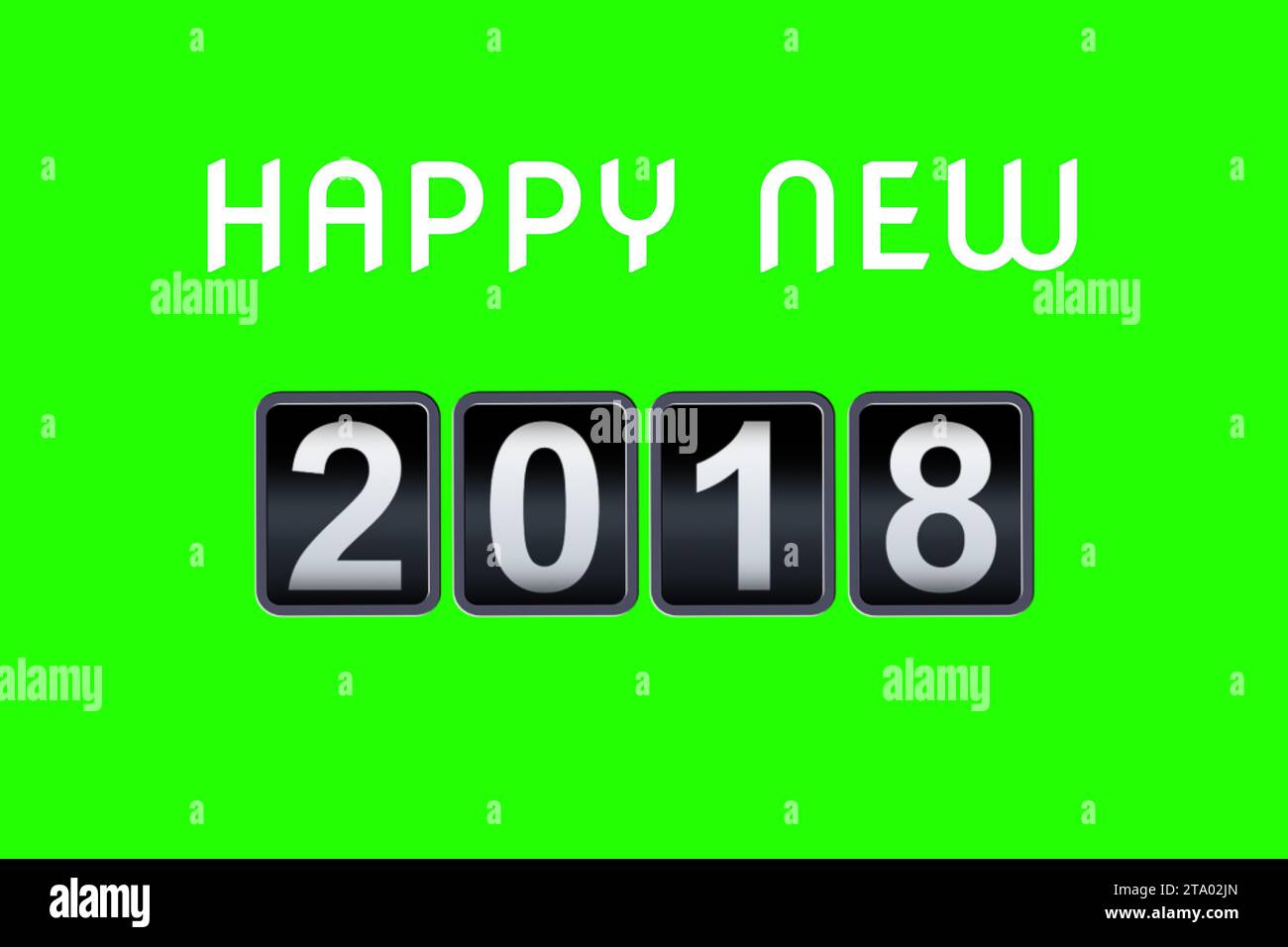 2017 2018 happy new year concept vintage compteur analogique compte à rebours, rétro compteur de numéro flip de 2017 à 2018 ans sur écran vert chroma key Banque D'Images