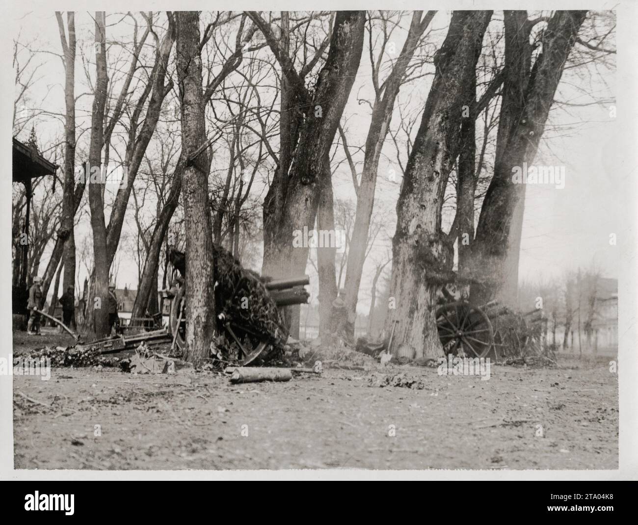 WW1 première Guerre mondiale - canons obusiers en action, France Banque D'Images