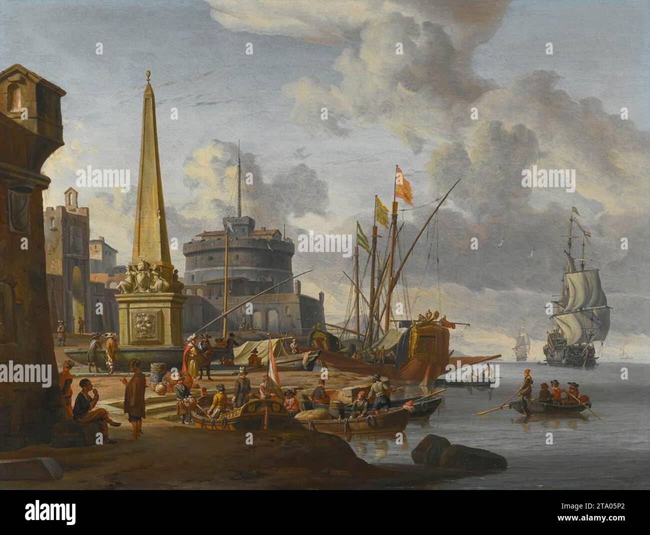 Port méditerranéen fortifié 1676 par Abraham Storck Banque D'Images