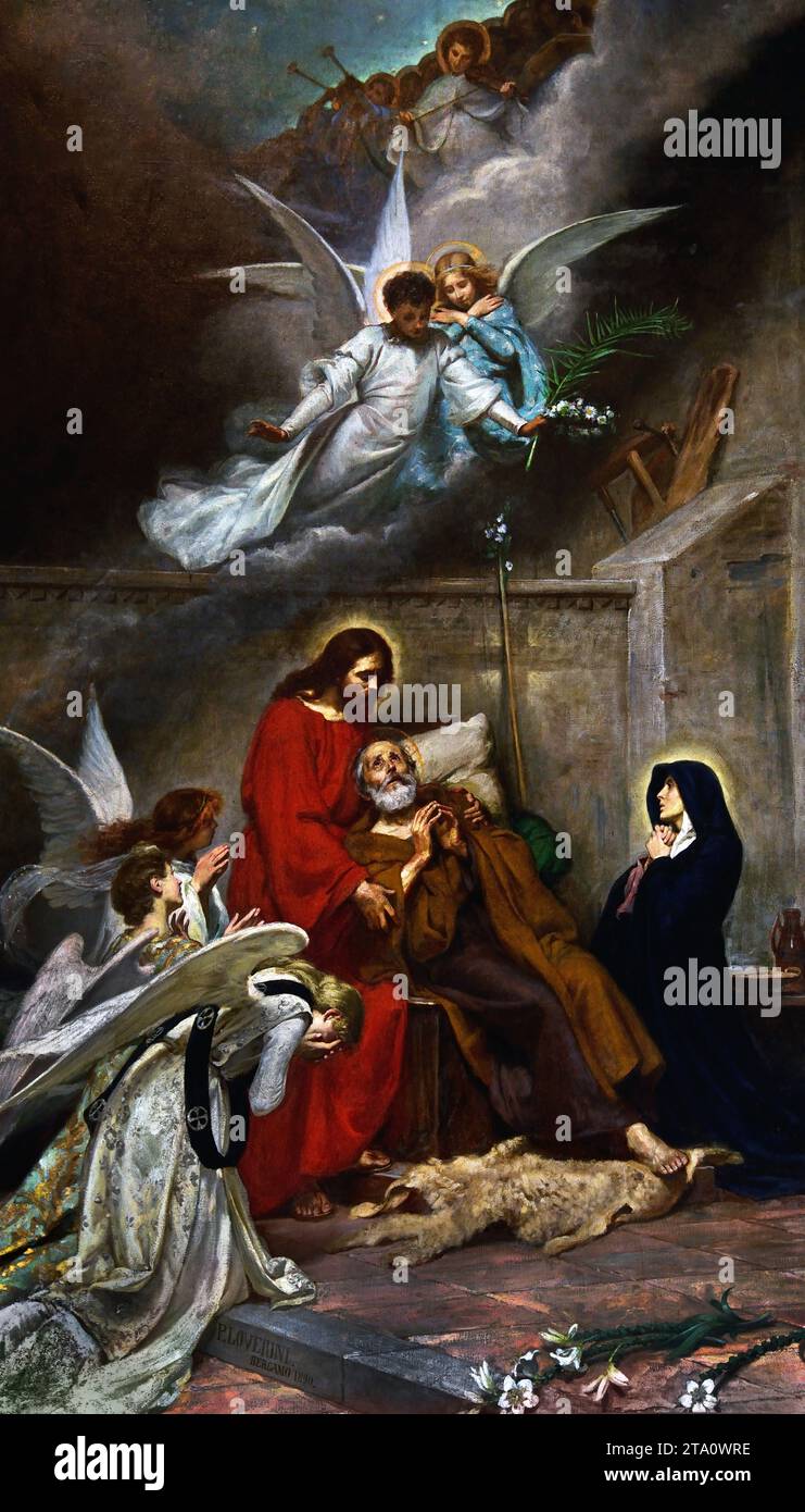 Mort de Saint Joseph sur un ton solennel, par Ponziano Loverini 1845-1929 Chapelle de Saint Joseph intérieur Sanctuaire pontifical de la Sainte Vierge du Rosaire de Pompéi, Cathédrale de Pompéi - Sanctuaire de notre-Dame du Rosaire de Pompéi, fondée, 1876 - 1891, Italie, Italien, Banque D'Images Mort de Saint Joseph sur un ton solennel, par Ponziano Loverini 1845-1929 Chapelle de Saint Joseph intérieur Sanctuaire pontifical de la Sainte Vierge du Rosaire de Pompéi, Cathédrale de Pompéi - Sanctuaire de notre-Dame du Rosaire de Pompéi, fondée, 1876 - 1891, Italie, Italien, Banque D'Images