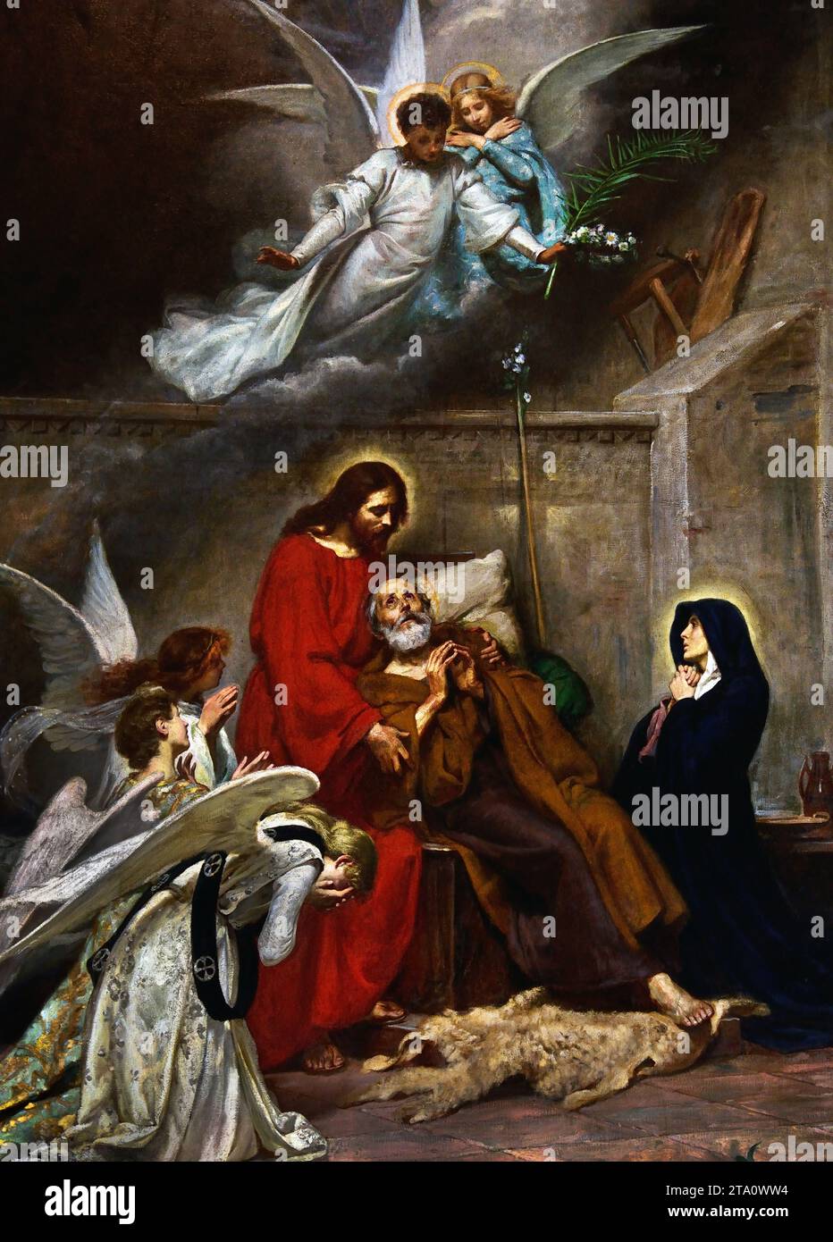 Mort de Saint Joseph sur un ton solennel, par Ponziano Loverini 1845-1929 Chapelle de Saint Joseph intérieur Sanctuaire pontifical de la Sainte Vierge du Rosaire de Pompéi, Cathédrale de Pompéi - Sanctuaire de notre-Dame du Rosaire de Pompéi, fondée, 1876 - 1891, Italie, Italien, Banque D'Images Mort de Saint Joseph sur un ton solennel, par Ponziano Loverini 1845-1929 Chapelle de Saint Joseph intérieur Sanctuaire pontifical de la Sainte Vierge du Rosaire de Pompéi, Cathédrale de Pompéi - Sanctuaire de notre-Dame du Rosaire de Pompéi, fondée, 1876 - 1891, Italie, Italien, Banque D'Images