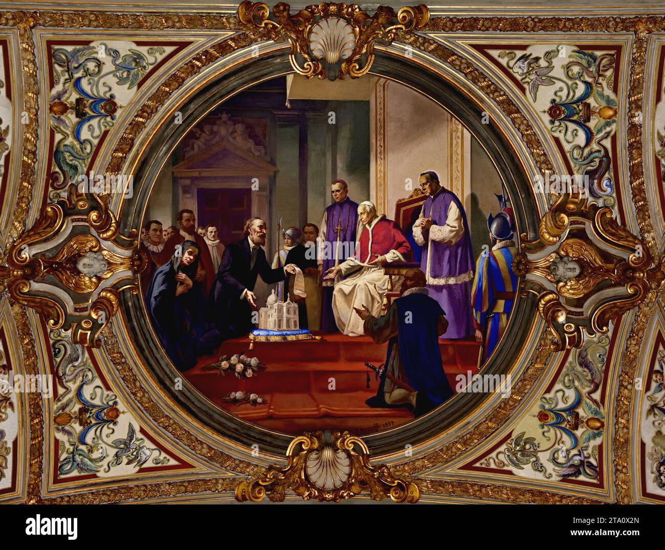 Voûte intérieure décorée dans le sanctuaire pontifical de la Sainte