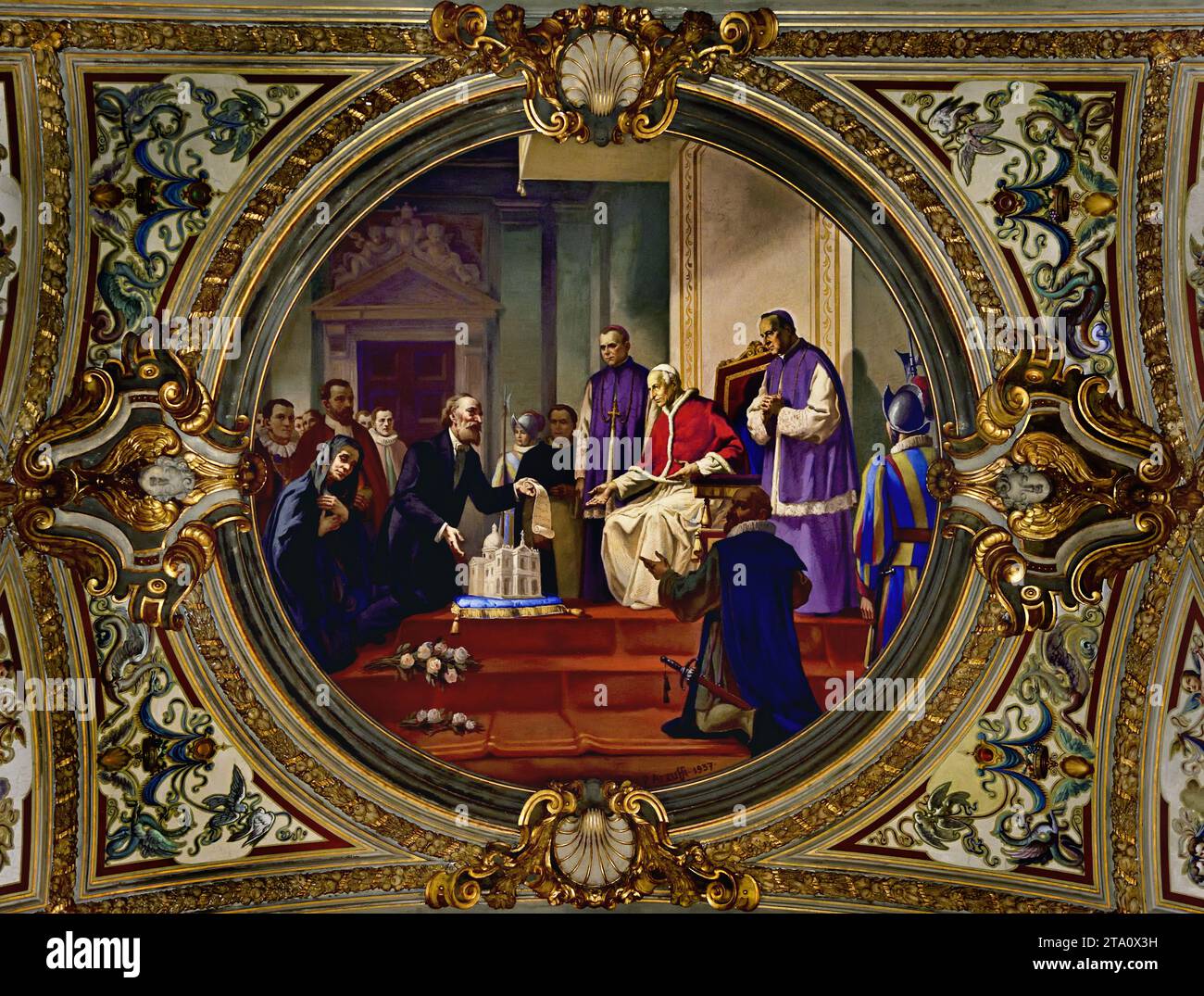 Voûte intérieure décorée dans le sanctuaire pontifical de la Sainte
