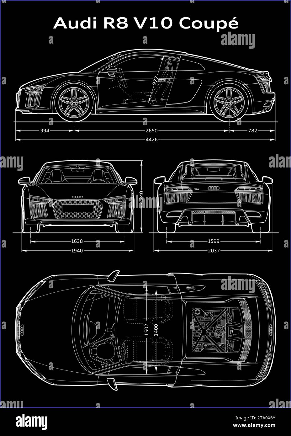 Audi R8 V10 coupe 2015 Plan de voiture Banque D'Images