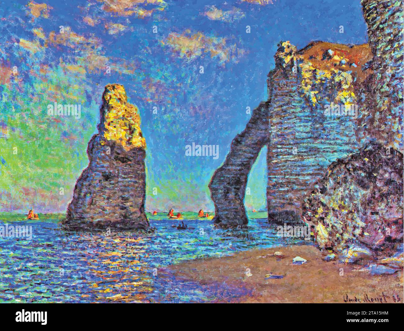 Les falaises d'Etretat, 1885 (huile sur toile) de l'artiste Monet, Claude (1840-1926) / Français Illustration de Vecteur