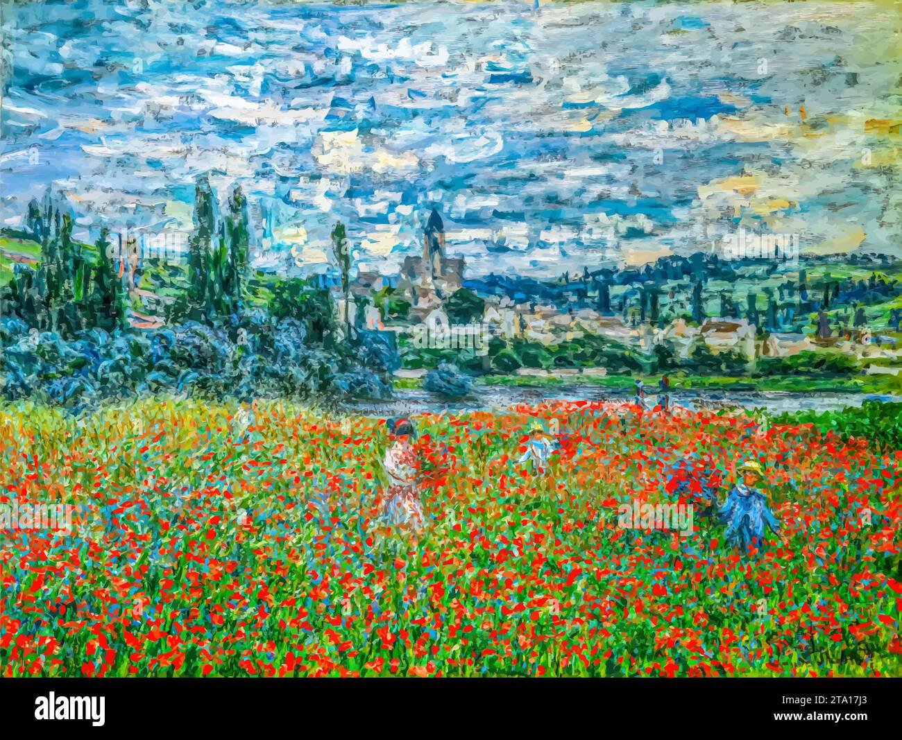 Champ de coquelicots, 1890-1891(huile sur toile) par l'artiste Monet, Claude (1840-1926) / Français. Illustration de Vecteur