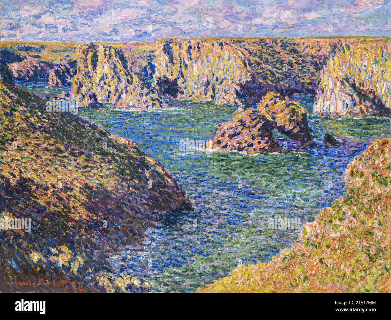 Les rochers de Belle Ile, 1886 (huile sur toile) de l'artiste Monet, Claude (1840-1926) / Français. Illustration de Vecteur
