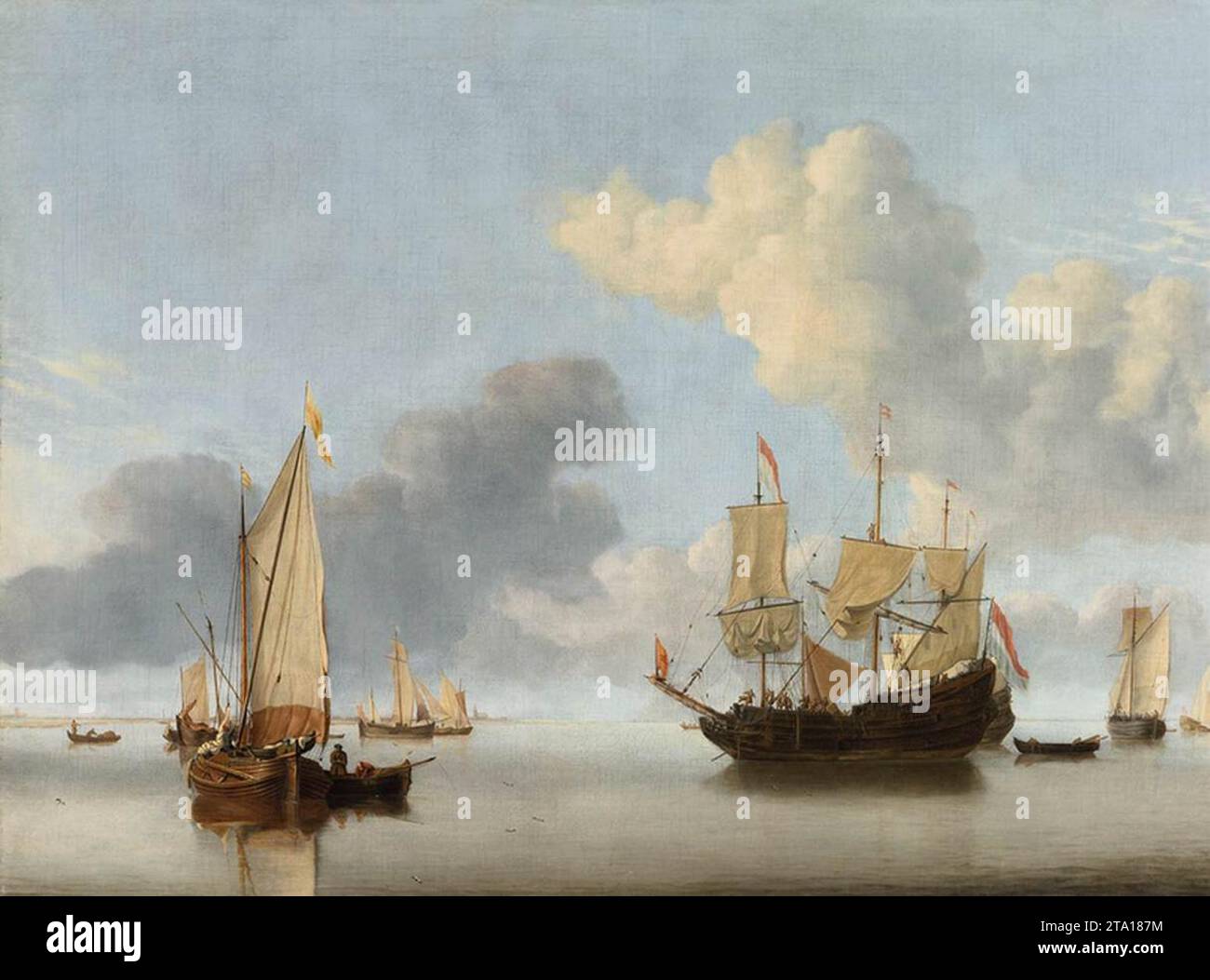 Un navire hollandais à l'ancre vers 1660 par Willem Van de Velde Banque D'Images