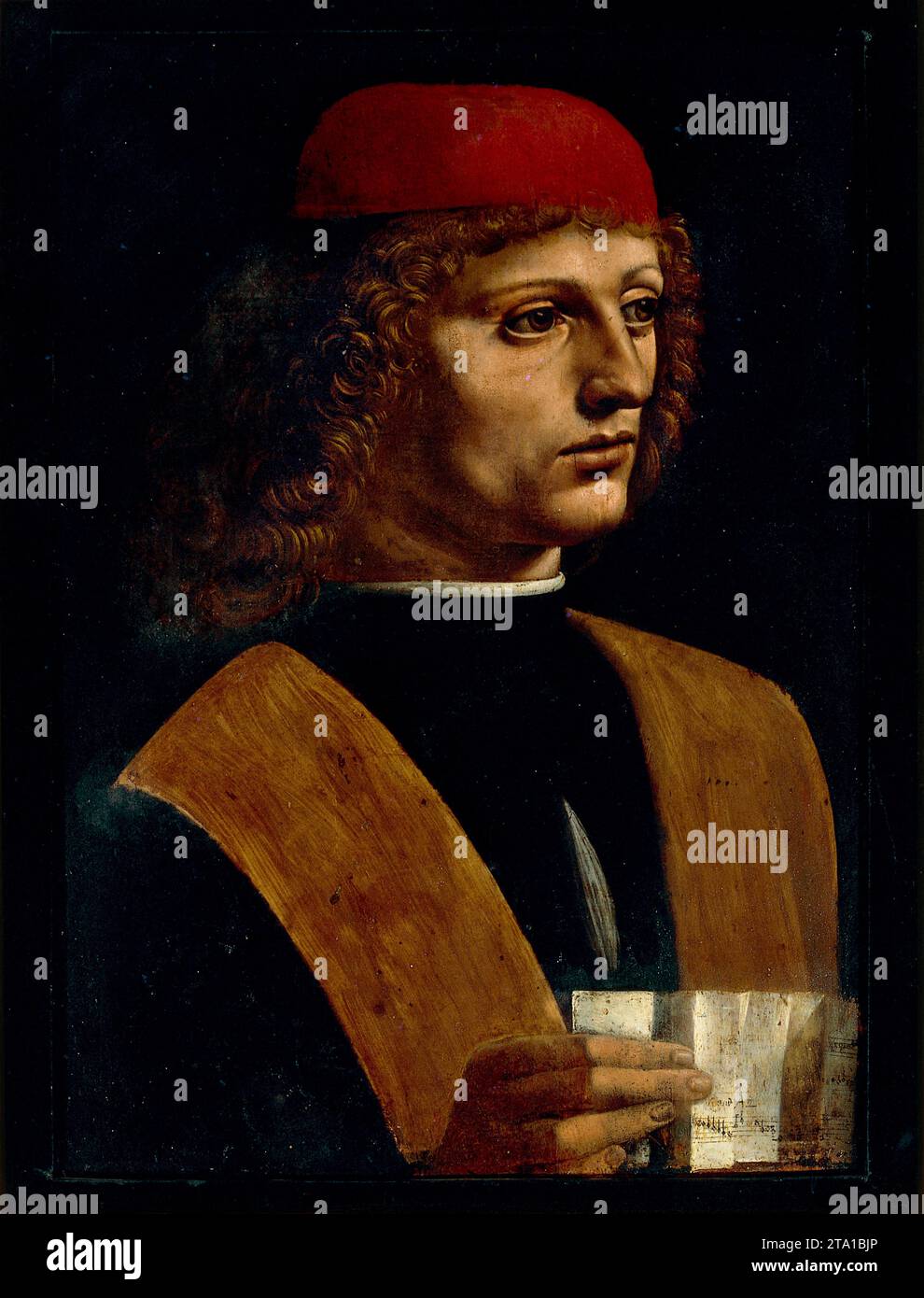 Portrait d'un musicien - Pinacoteca Ambrosiana - peinture inachevée largement attribuée à l'artiste italien de la Renaissance Léonard de Vinci, datée vers 1483-1487 Banque D'Images