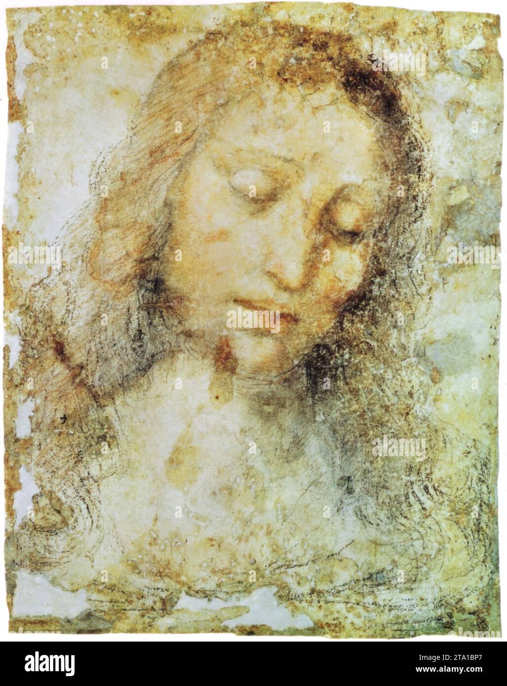 Leonardo Da Vinci - étude pour la dernière Cène - tête du Christ Banque D'Images